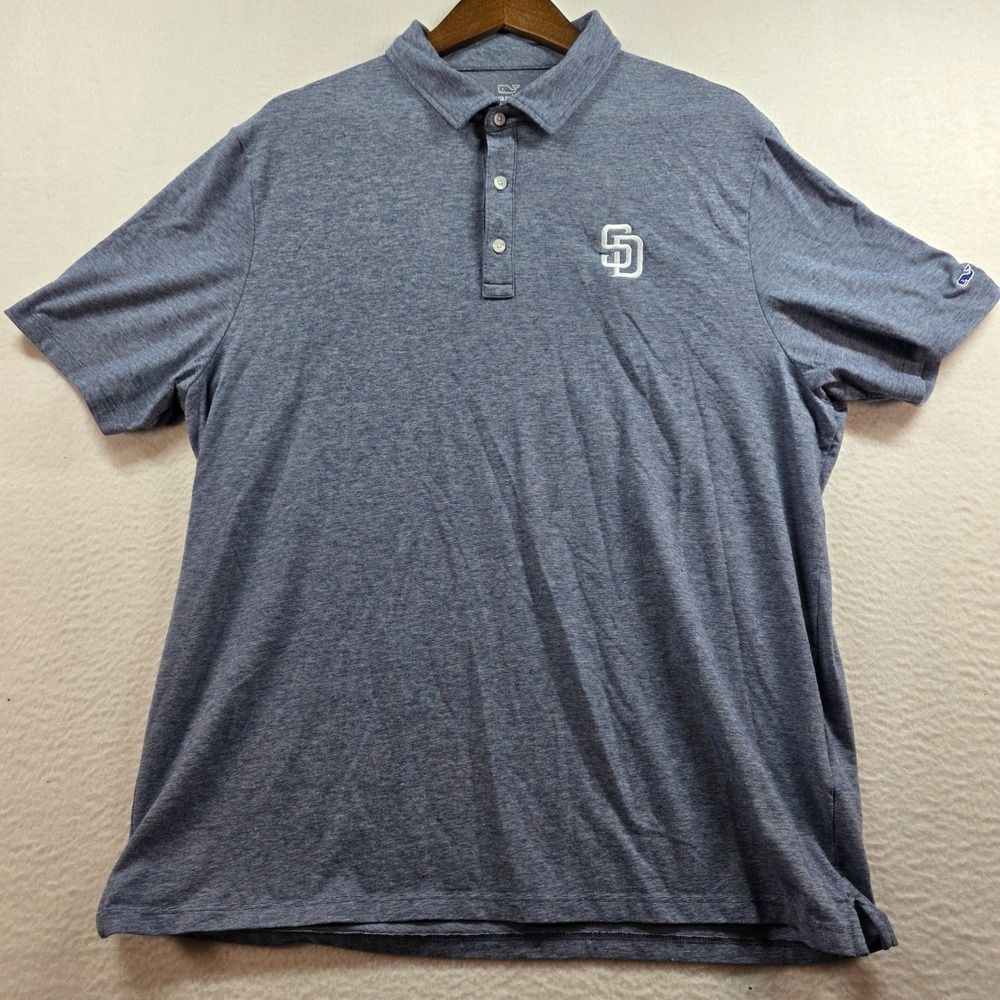 Vineyard Vines Mens XL San‎ Diego Padres Edgartown Polo Blue Heather 6K6010